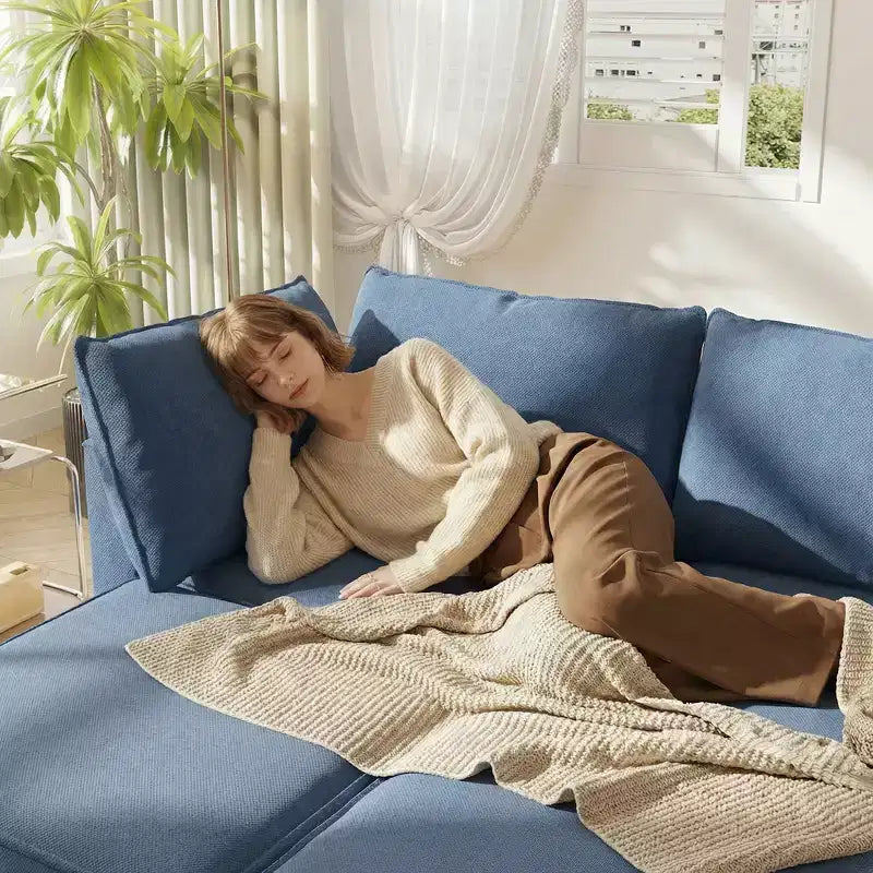 GDFStudio Zayne Canapé modulaire sectionnel convertible moderne à 4 places en tissu avec rangement