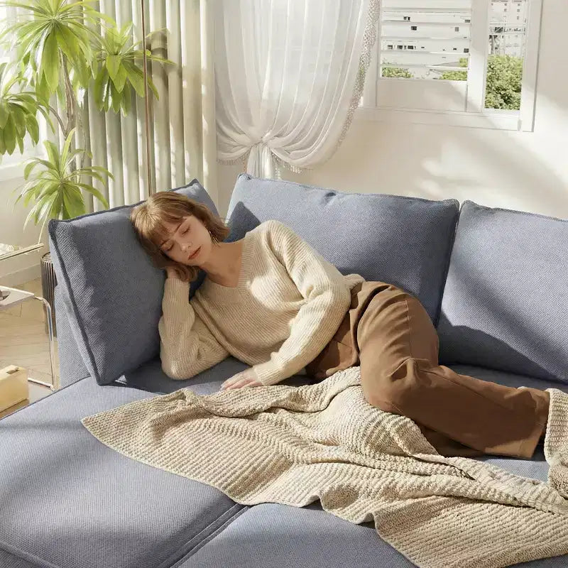 GDFStudio Zayne – Canapé d'angle modulaire 6 places en tissu avec rangement
