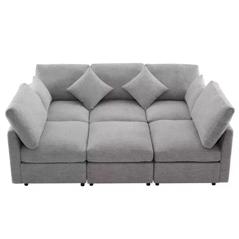 86.6 Canapé Sectionnel Canapé Modulable Canapé-lit Canapé en L avec un Pouf Mobile et Deux Ports USB
