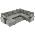 109.9 Sectional Sofa Versatile Sofa Bed Sofa Sleeper U-shaped Sofa with Storage Space and Charging Ports