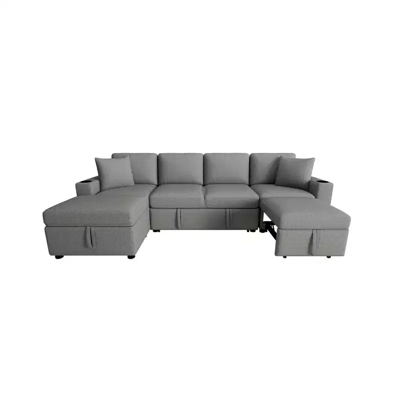 109.1 Canapé d'angle convertible, lit gigogne, canapé en L avec pouf de rangement mobile
