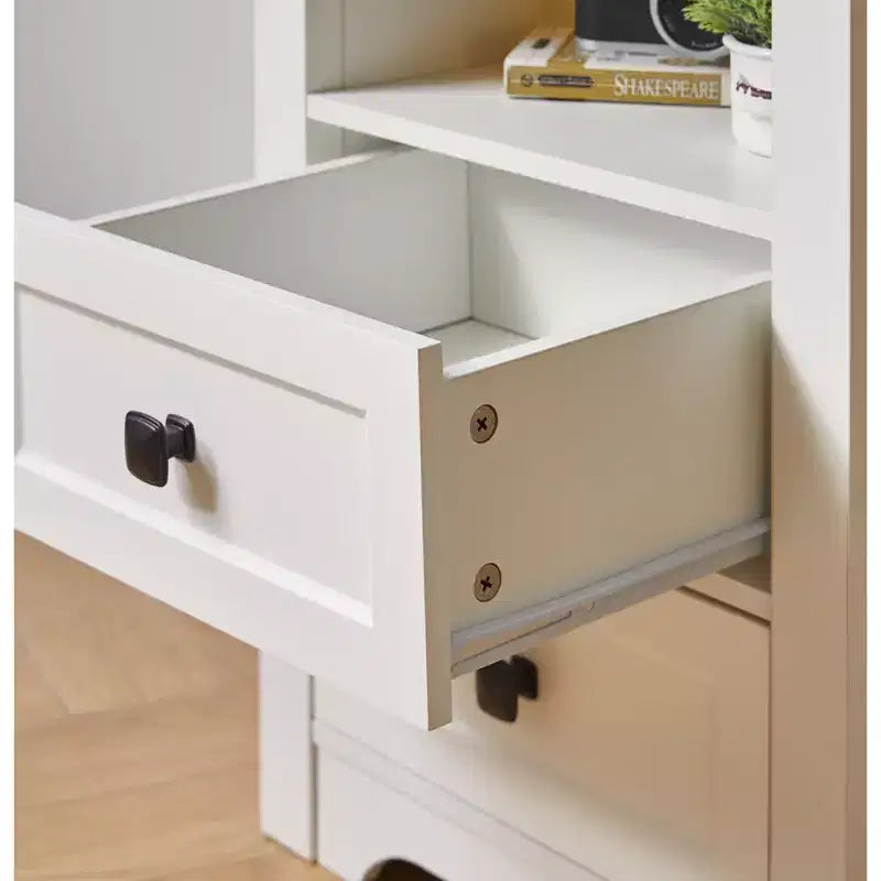 Table de chevet Homy Casa à 2 tiroirs, table d'appoint moderne avec station de charge et lumière LED, blanche