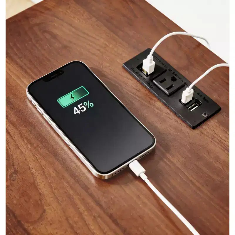 Table de chevet Homy Casa à 2 tiroirs, table d'appoint moderne avec station de charge et lumière LED, blanche