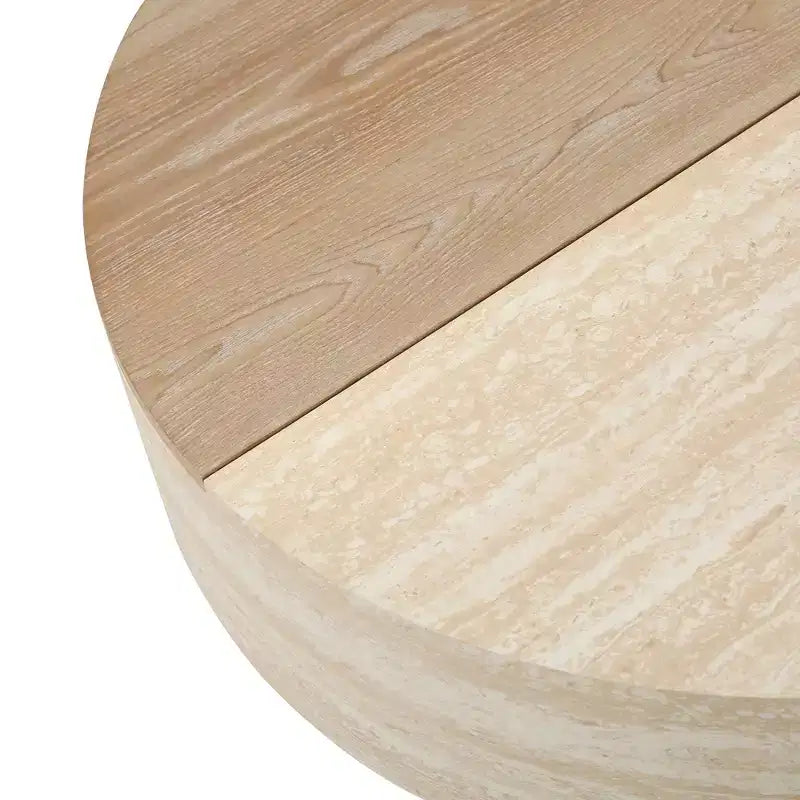 Table basse ronde GDFStudio Nuria avec plateau relevable et tiroir de rangement caché