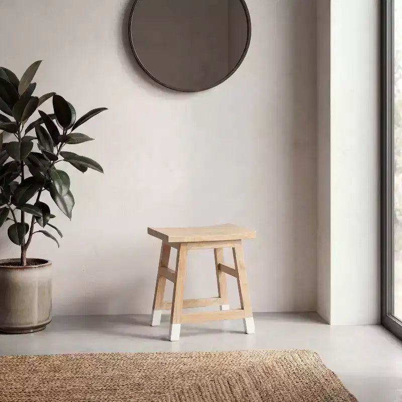 JONATHAN Y Finesse 18.3 Tabouret d'appoint classique et décontracté en bois de mindi massif fabriqué à la main avec pieds inclinés