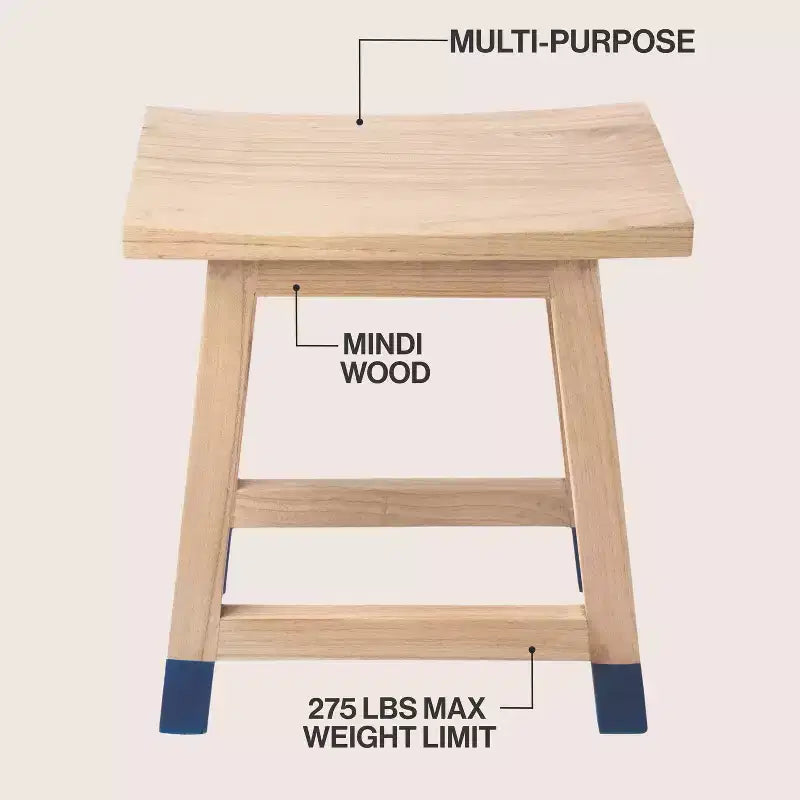 JONATHAN Y Finesse 18.3 Tabouret d'appoint classique et décontracté en bois de mindi massif fabriqué à la main avec pieds inclinés