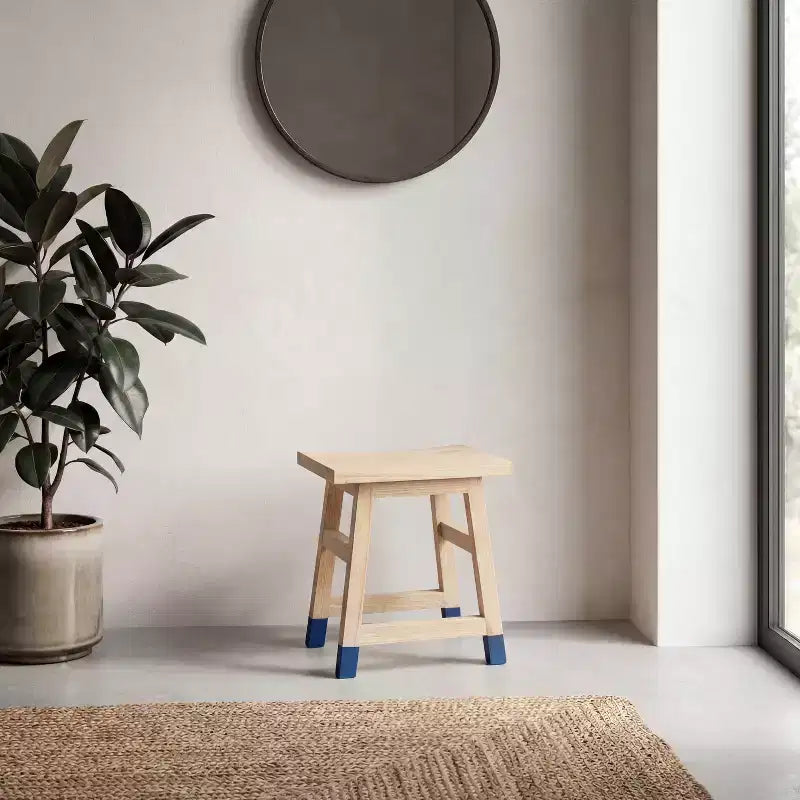 JONATHAN Y Finesse 18.3 Tabouret d'appoint classique et décontracté en bois de mindi massif fabriqué à la main avec pieds inclinés