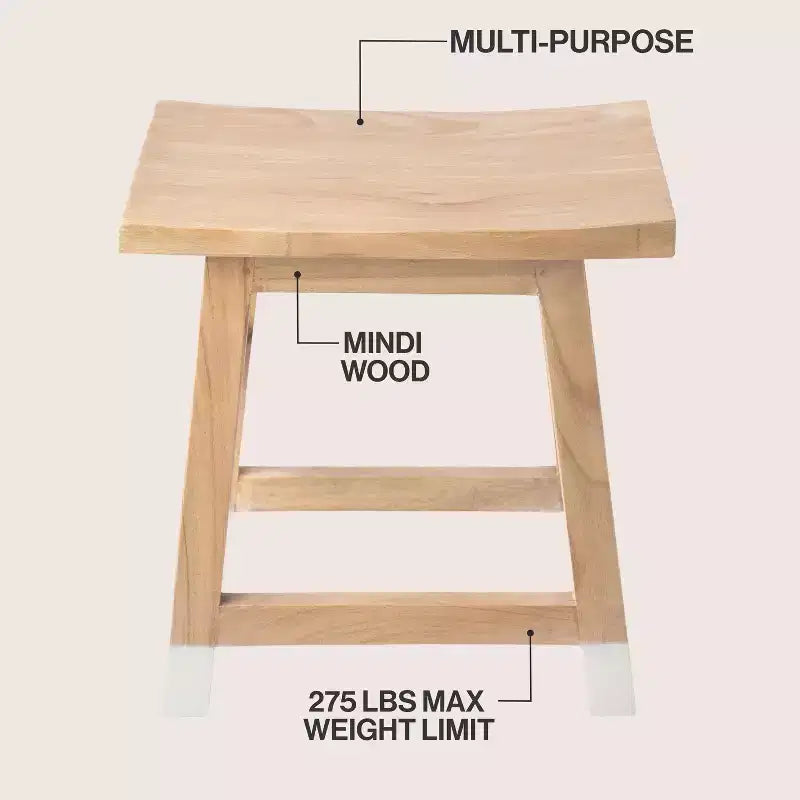 JONATHAN Y Finesse 18.3 Tabouret d'appoint classique et décontracté en bois de mindi massif fabriqué à la main avec pieds inclinés