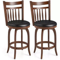 Costway 24/30 Swivel Bar Stools Set of 2/4 with Backs, Solid Wood Legs & Footrest for Home Bar Expresso and Black