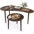 Costway Nest Coffee Tables Set of 2 Modern Accent Tables w/ Solid Wood Support Legs