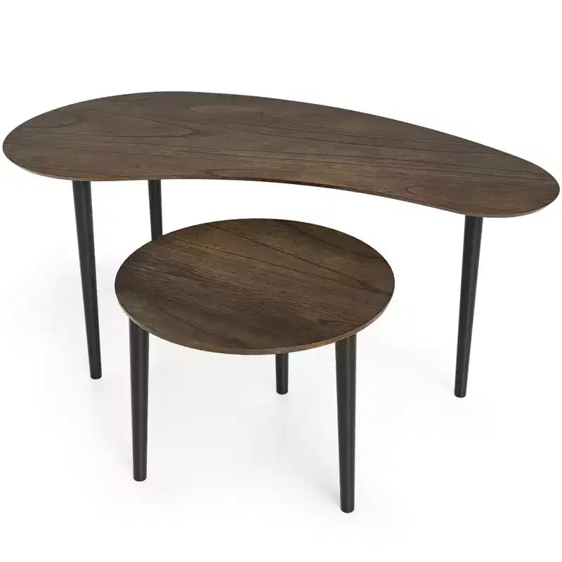 Tables basses gigognes Costway, ensemble de 2 tables d'appoint modernes avec pieds de support en bois massif