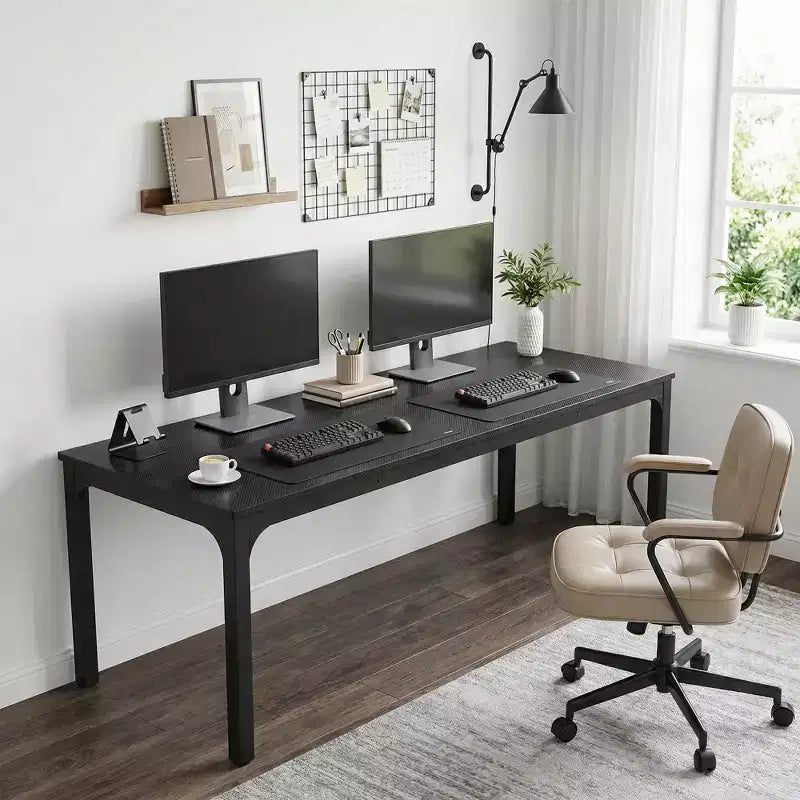 MAYEERTY 78,7 - Bureau double poste industriel extra long, bureau à domicile pour 2 personnes avec cadre métallique robuste, plateau de table en MDF capacité 90 kg