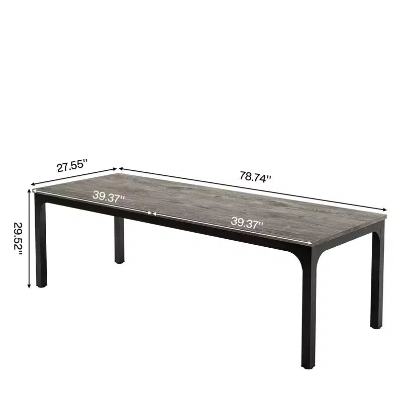 MAYEERTY 78,7 - Bureau double poste industriel extra long, bureau à domicile pour 2 personnes avec cadre métallique robuste, plateau de table en MDF capacité 90 kg
