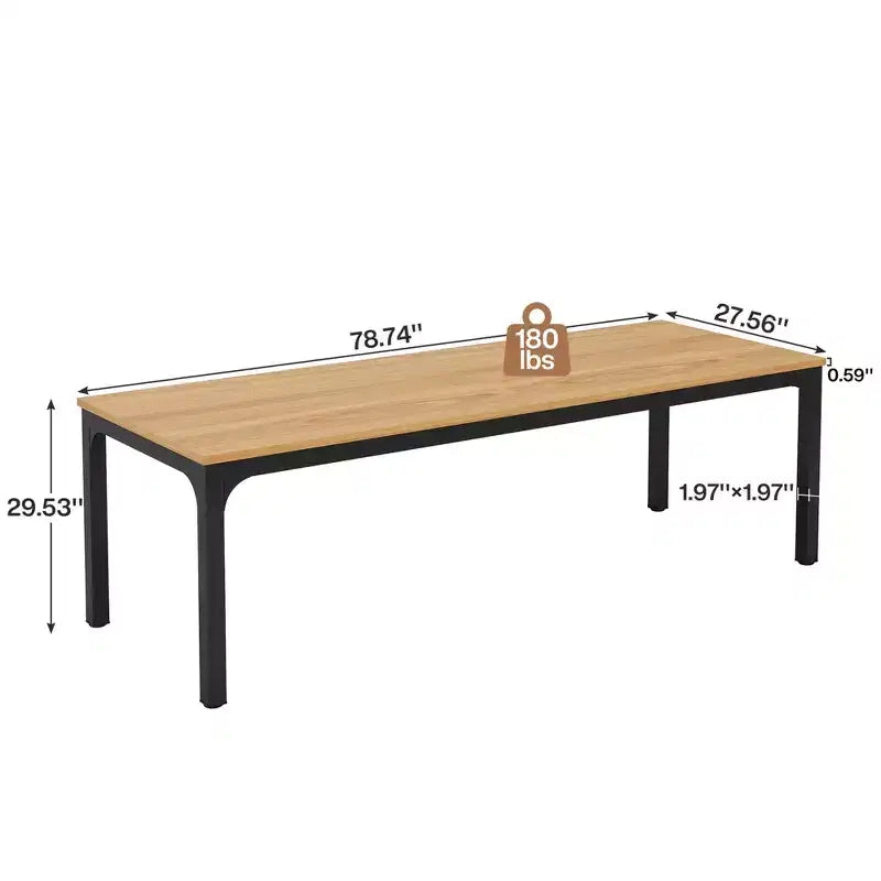 MAYEERTY 78,7 - Bureau double poste industriel extra long, bureau à domicile pour 2 personnes avec cadre métallique robuste, plateau de table en MDF capacité 90 kg