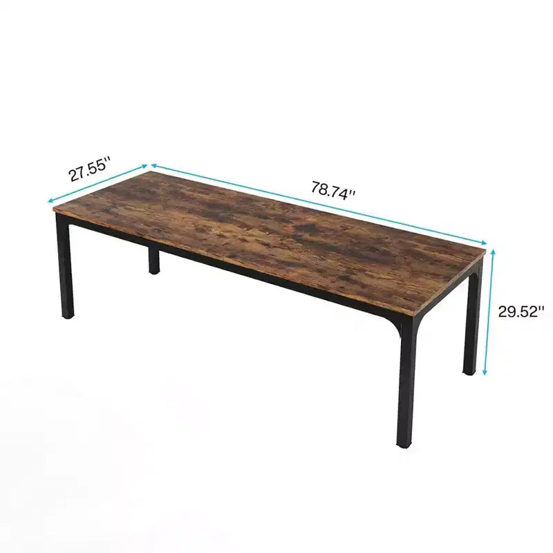MAYEERTY 78,7 - Bureau double poste industriel extra long, bureau à domicile pour 2 personnes avec cadre métallique robuste, plateau de table en MDF capacité 90 kg