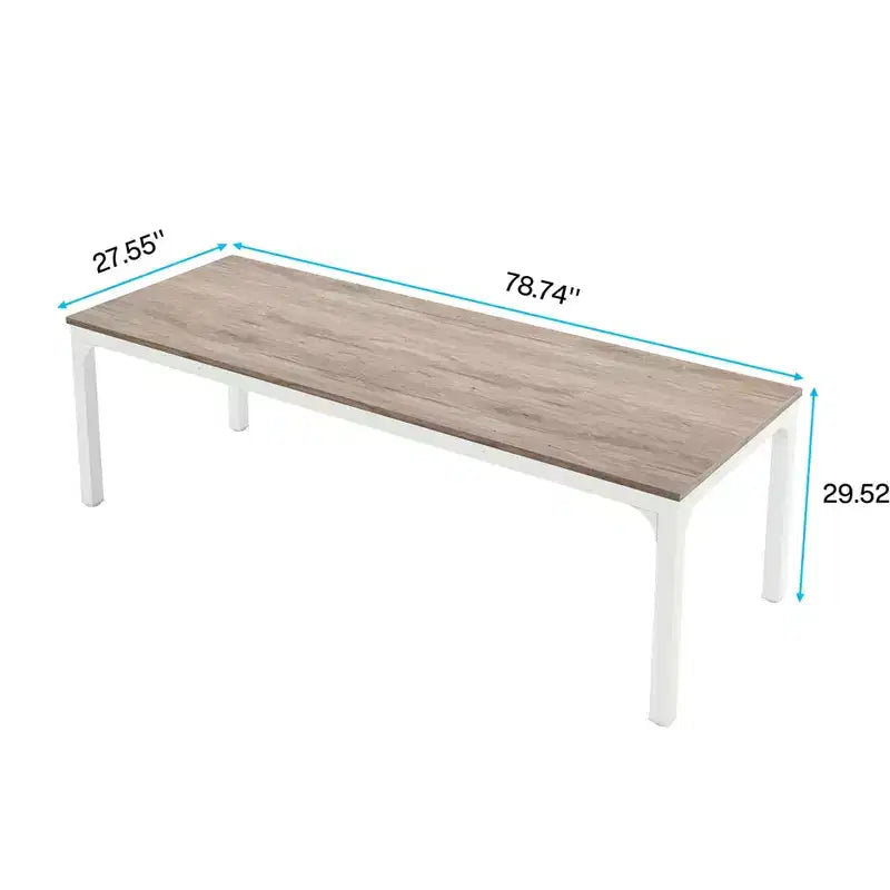 MAYEERTY 78,7 - Bureau double poste industriel extra long, bureau à domicile pour 2 personnes avec cadre métallique robuste, plateau de table en MDF capacité 90 kg