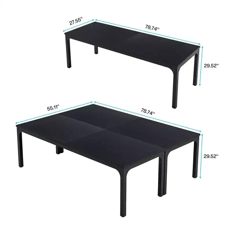 MAYEERTY 78,7 - Bureau double poste industriel extra long, bureau à domicile pour 2 personnes avec cadre métallique robuste, plateau de table en MDF capacité 90 kg