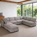 GDFStudio Jeju Modular 8 Piece Upholstered Storage 125''x 93 U Sectional Sofa with Ottoman