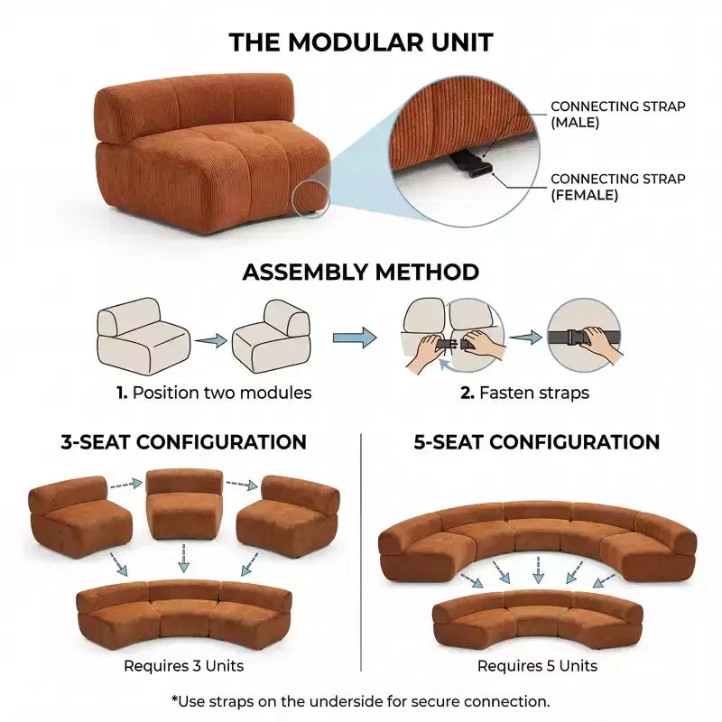 Christopher Knight Home Alan Canapé d'angle modulable incurvé rembourré 5 places 136,84