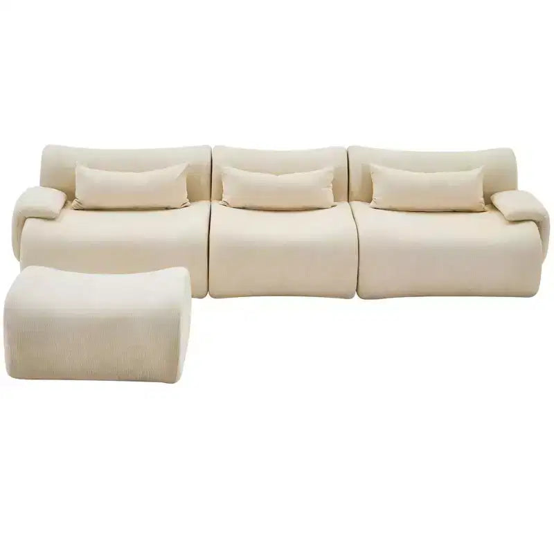 Canapé d'angle sans accoudoirs GDFStudio Yugi Modern 117 places avec accoudoirs incurvés et design épuré