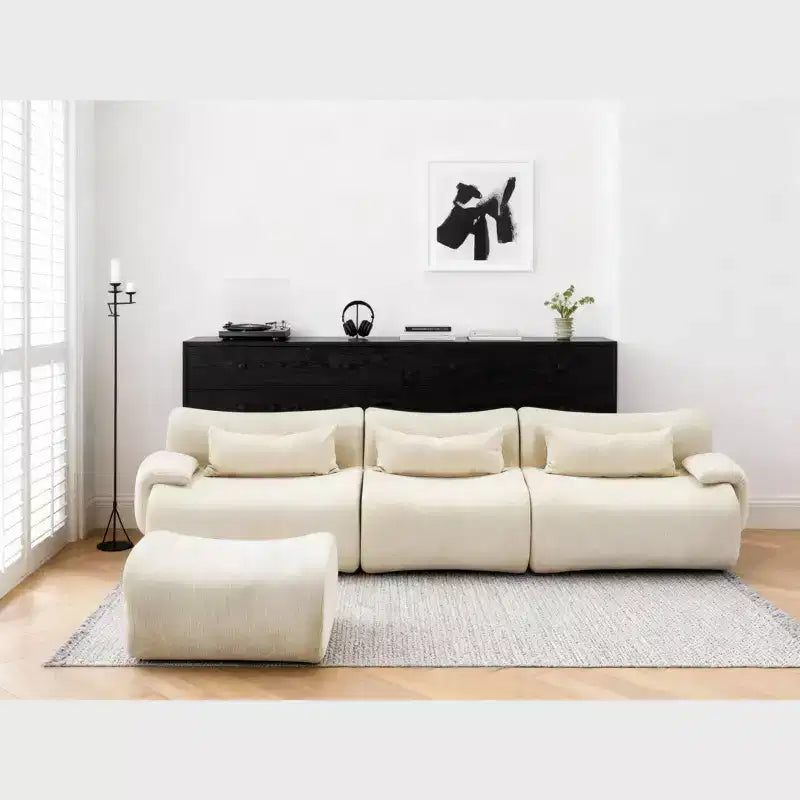 Canapé d'angle sans accoudoirs GDFStudio Yugi Modern 117 places avec accoudoirs incurvés et design épuré
