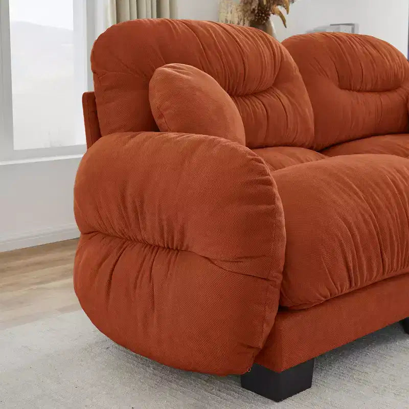 GDFStudio Katarzyna, Canapé sectionnel moderne à 2 places en chenille avec coussins ronds et accoudoirs incurvés