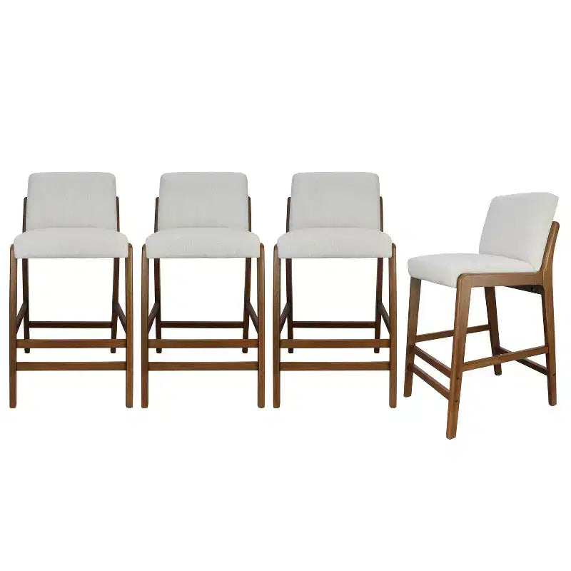 Christopher Knight Home Yvette Tabourets de bar rembourrés en bois d'hévéa de style Mid-Century (Lot de 4)