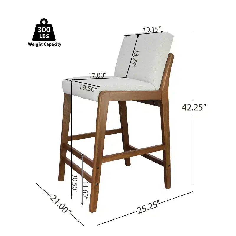 Christopher Knight Home Yvette Tabourets de bar rembourrés en bois d'hévéa de style Mid-Century (Lot de 4)