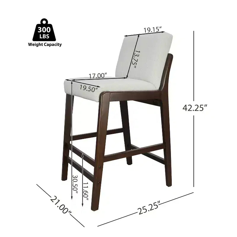 Christopher Knight Home Yvette Tabourets de bar rembourrés en bois d'hévéa de style Mid-Century (Lot de 4)
