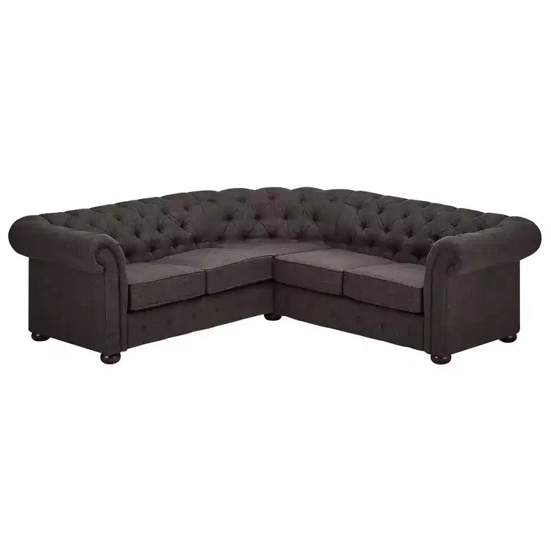 Cartia Linen L-Shaped Sectional Sofa - Dark Grey - iNSPIREQ