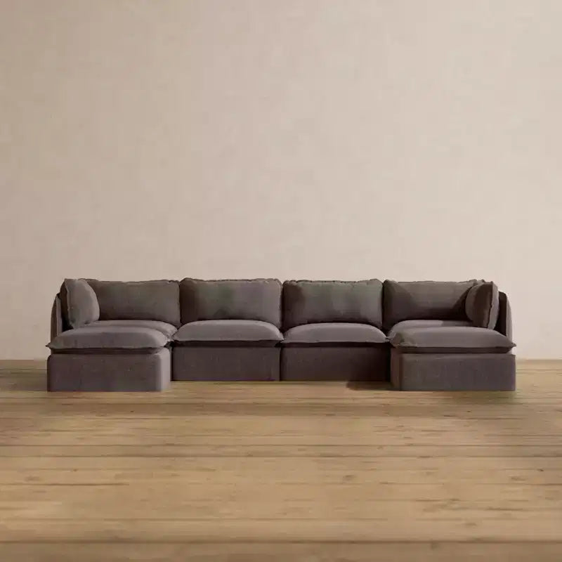 Anabei Modular Washable 4-Seater U-Sectional Sofa | Deluxe+ Seat & Cloud Pillow