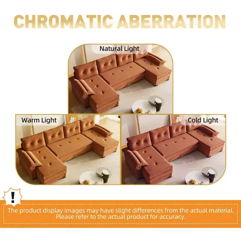 GDFStudio Yuna Canapé-Lit d'Angle Moderne en Fer et Bois avec Revêtement Chenille, Tiroir-Lit et Ports USB