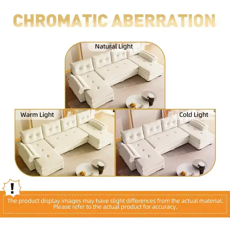 GDFStudio Yuna Canapé-Lit d'Angle Moderne en Fer et Bois avec Revêtement Chenille, Tiroir-Lit et Ports USB