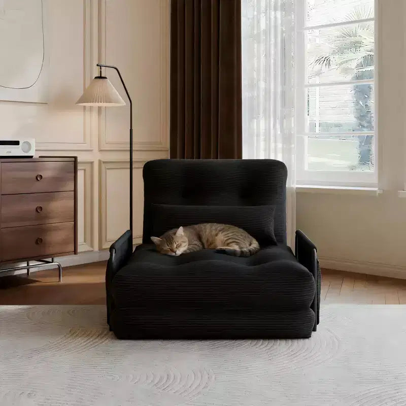 Canapé-lit pliable une place ALAULM, lit canapé pliant 2-en-1 avec oreillers, dossier et accoudoirs réglables et sac de rangement