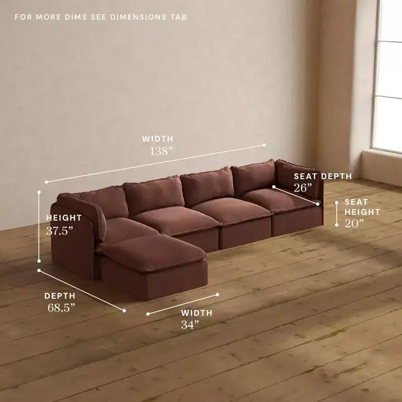 Canapé modulaire lavable 4 places Anabei | Assise et oreiller profilé Memorix+