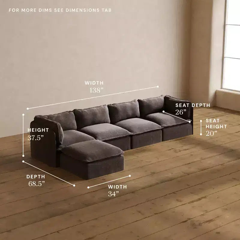 Canapé modulaire lavable 4 places Anabei | Assise et oreiller profilé Memorix+