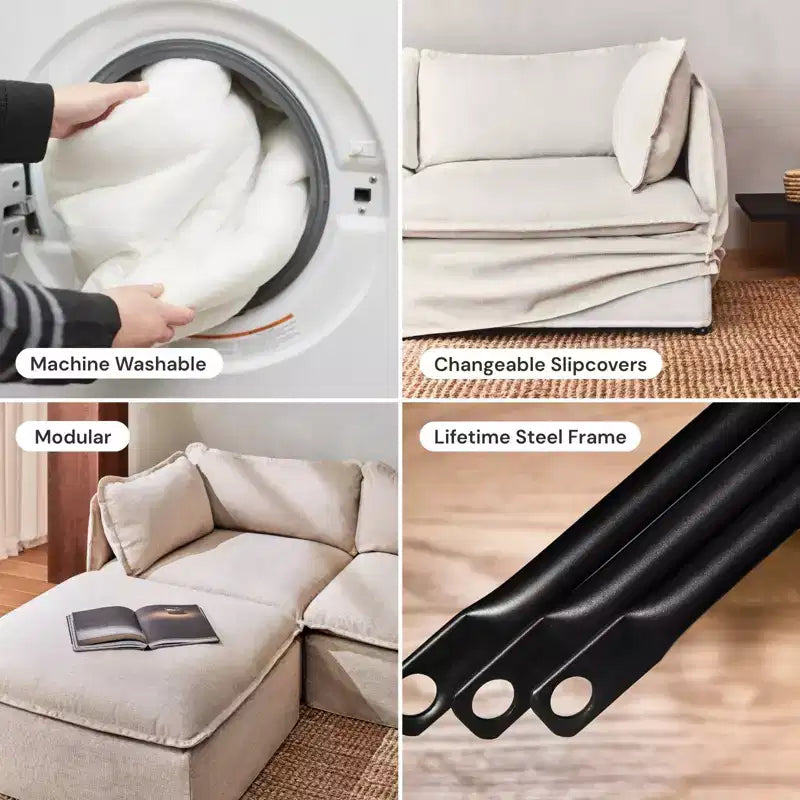 Canapé sectionnel lavable modulable Anabei 2 places | Assise et coussin de contour Memorix+