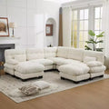 Hyleory 101.57 Chenille Oversized Modular Sectional Sofa, U Shaped Couch with Movable Ottoman, 7 Seater Corner Sofa for Living Room