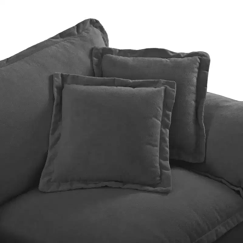 Canapé en forme de U Vicky 143 en chenille, avec porte-gobelets et rangement, par GDFStudio