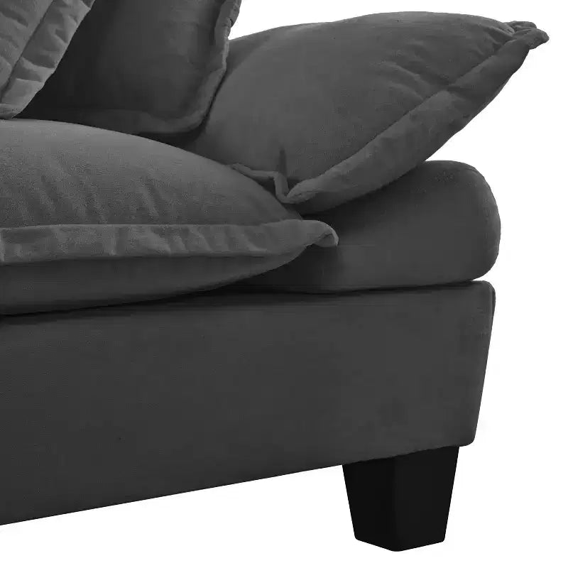 Canapé en forme de U Vicky 143 en chenille, avec porte-gobelets et rangement, par GDFStudio