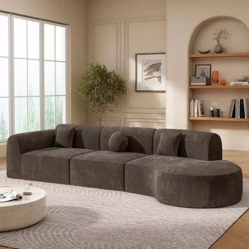 Christopher Knight Home Isolde 140 Canapé d'angle incurvé moderne 4 places rembourré
