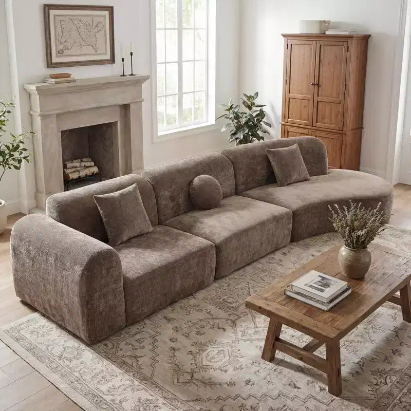 Christopher Knight Home Isolde 140 Canapé d'angle incurvé moderne 4 places rembourré