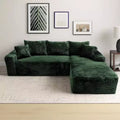MooxvMoo 107.5 Modular Sectional Couches, L-Shaped Compressed Sofa with Deep Seat, Throw Pillow, Chaise for Living Room, Green