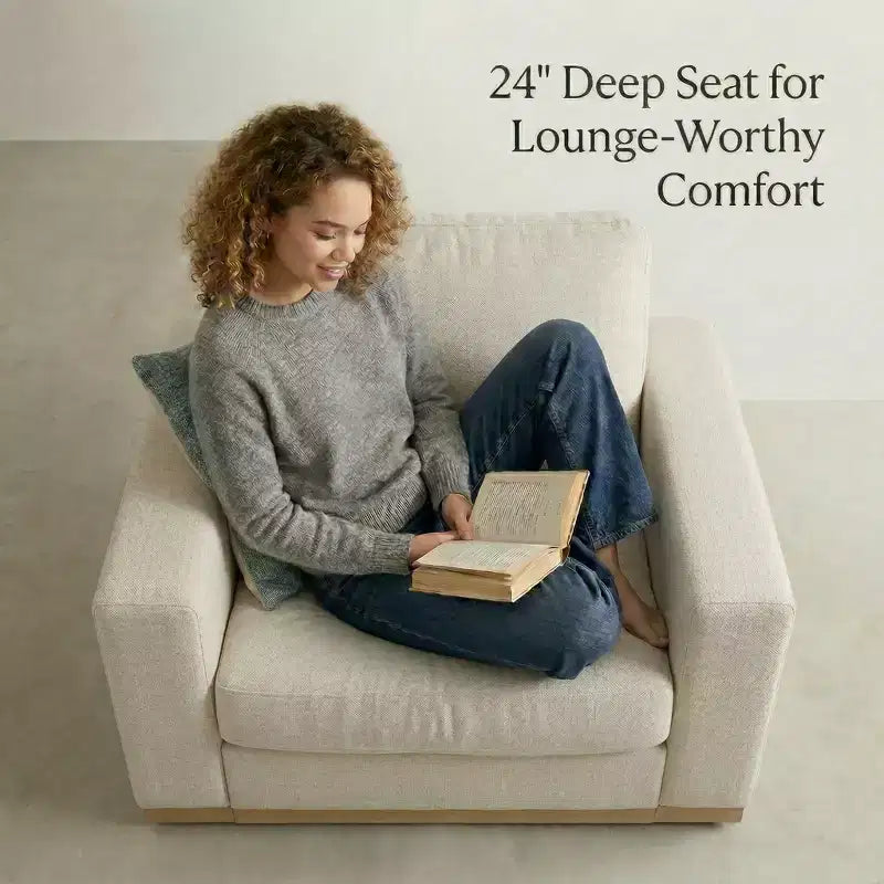 Dyonery 42 Fauteuil Accent pour Salon, Fauteuil Inclinable Large Surdimensionné, Fauteuil en Tissu Chenille, Cadre en Bois Massif, Coussins à Ressorts, Assemblage Facile