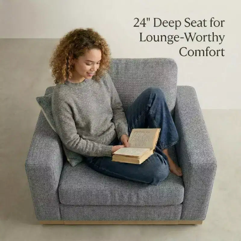 Dyonery 42 Fauteuil Accent pour Salon, Fauteuil Inclinable Large Surdimensionné, Fauteuil en Tissu Chenille, Cadre en Bois Massif, Coussins à Ressorts, Assemblage Facile