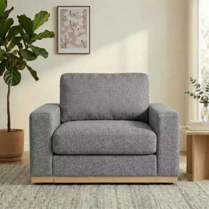 Dyonery 42 Fauteuil Accent pour Salon, Fauteuil Inclinable Large Surdimensionné, Fauteuil en Tissu Chenille, Cadre en Bois Massif, Coussins à Ressorts, Assemblage Facile