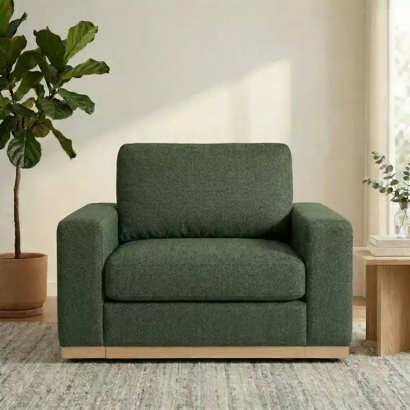 Dyonery 42 Fauteuil Accent pour Salon, Fauteuil Inclinable Large Surdimensionné, Fauteuil en Tissu Chenille, Cadre en Bois Massif, Coussins à Ressorts, Assemblage Facile