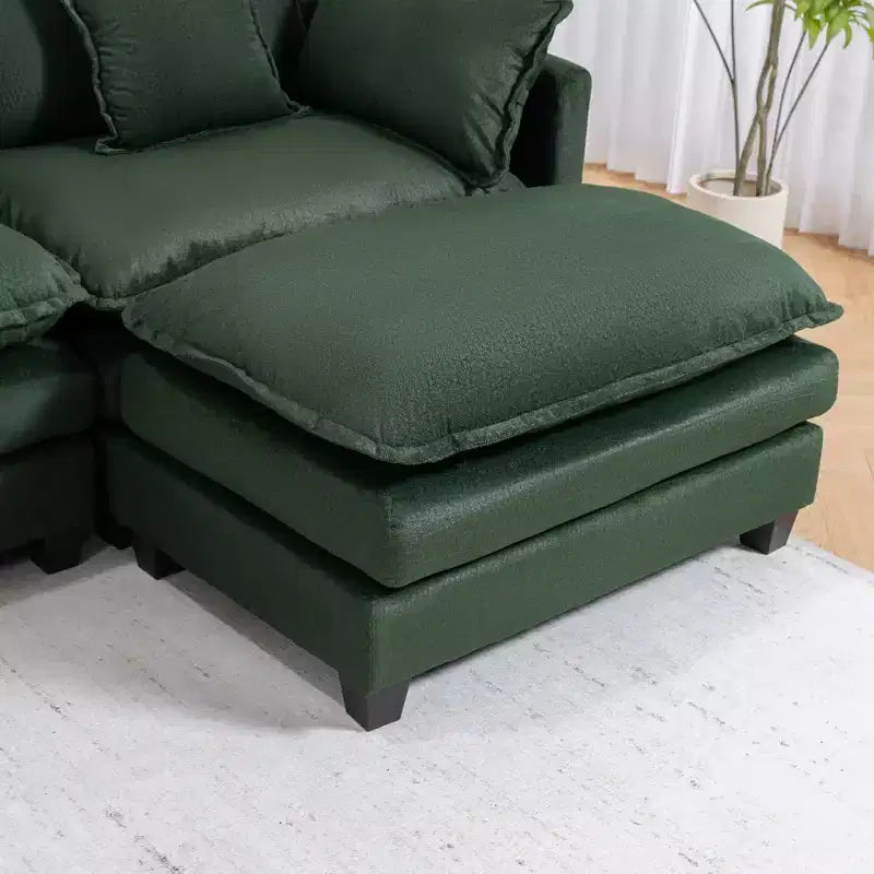 Canapé sectionnel modulaire moderne 4 places rembourré en chenille GDFStudio Dulles avec 2 poufs