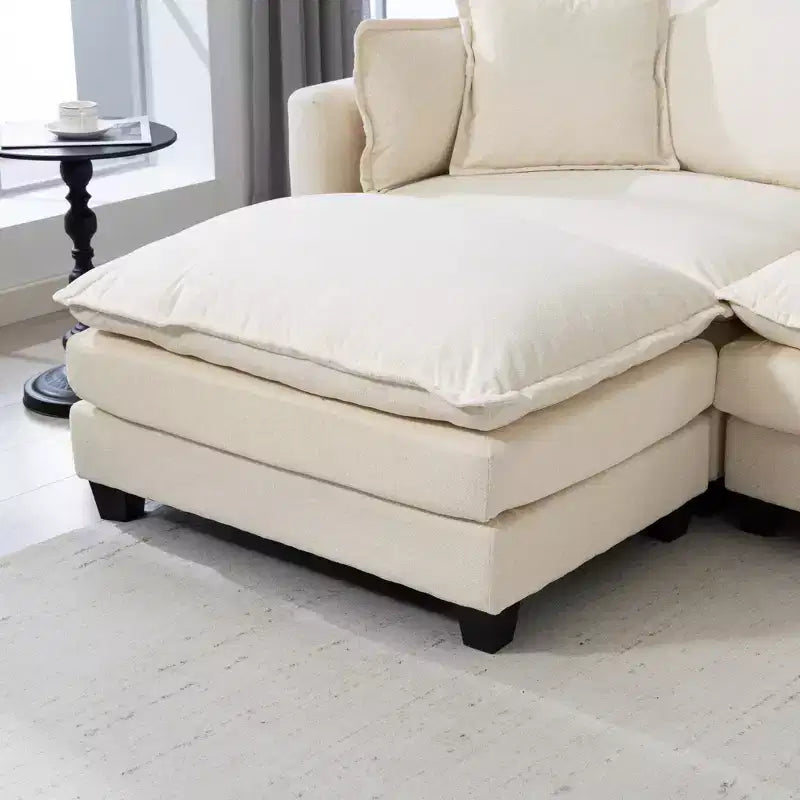 Canapé sectionnel modulaire moderne 4 places rembourré en chenille GDFStudio Dulles avec 2 poufs