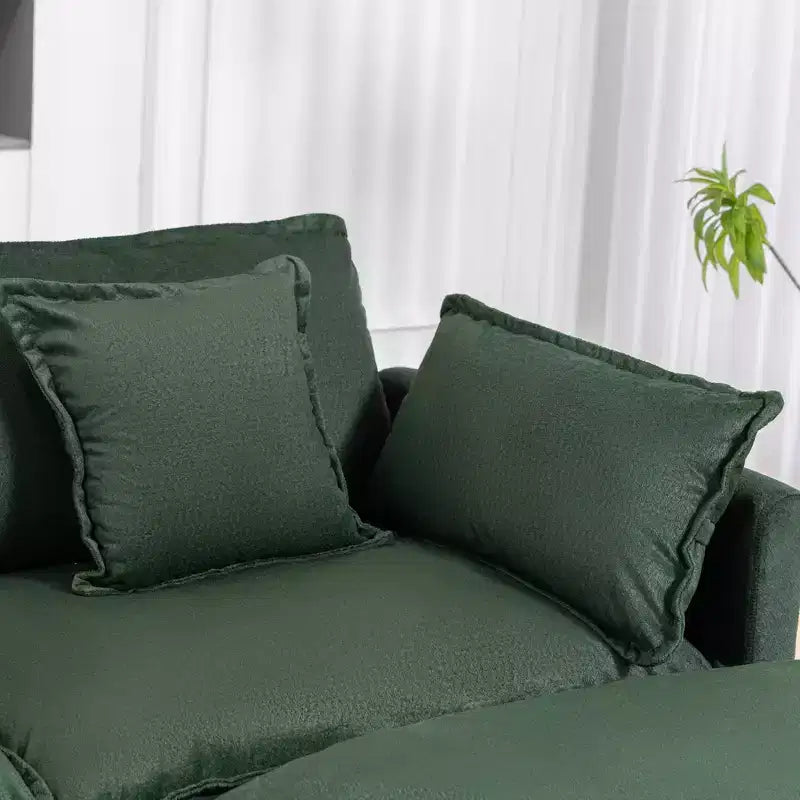 Canapé d'angle modulable 3 places GDFStudio Fairmont 113,77 en tissu chenille avec pouf et coussins lombaires